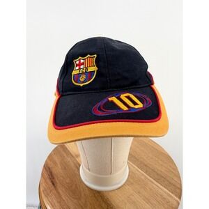FC Barcelona Hat Navy Gold Embroidered Number 10 Official Licensed Soccer Cap